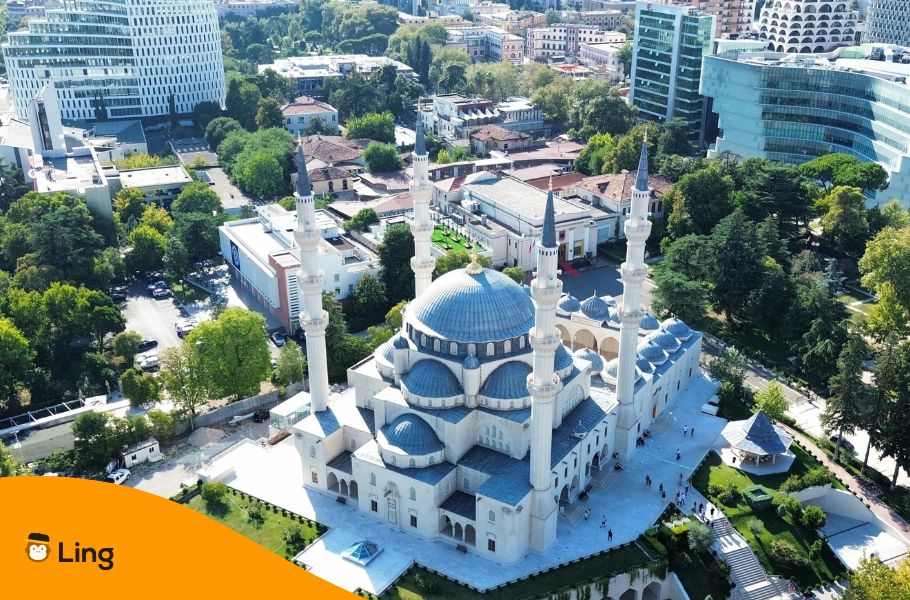 Aerial View Of Tirana Mosque In Albania