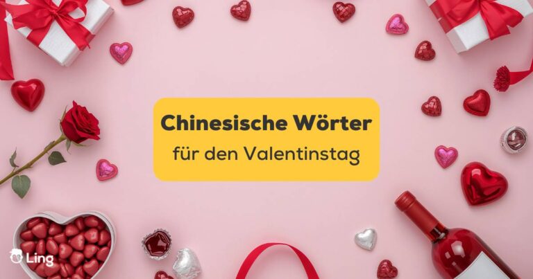 Valentinstag-Dekoration Auf Rosa Untergrund. Du Möchtest Bei Deinem Chinesischen Schwarm Glänzen? Entdecke Chinesische Wörter Für Den Valentinstag Mit Ling!