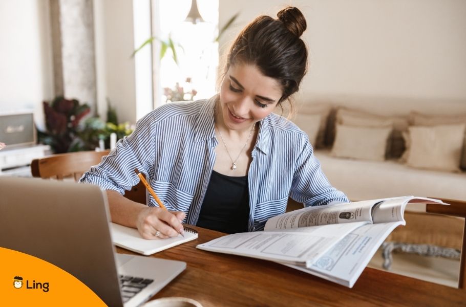 Girl Studying At Home