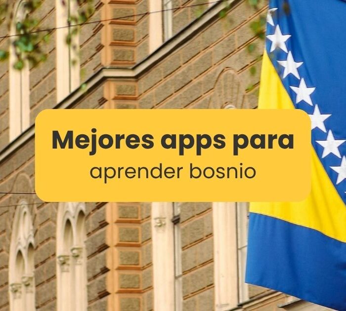 Mejores apps para aprender bosnio - Bandera de Bosnia y Herzegovina en un edificio