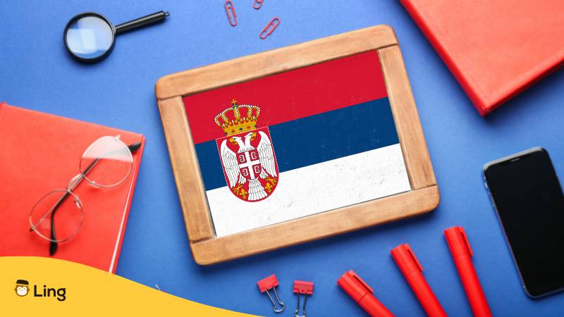 Kleine Tafel, Worauf Die Serbische Flagge Gemalt Ist