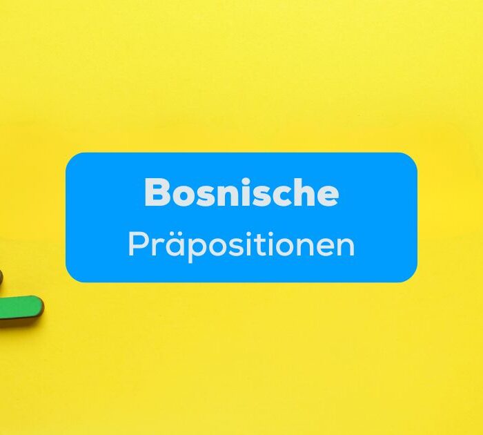Bunte Buchstaben und gelber Stift auf gelbem Untergrund. Erfahre alles über bosnische Präpositionen!