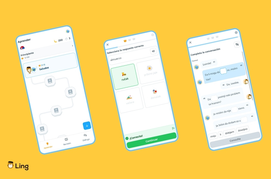 Capturas De Pantalla Mostrando Los Cursos De Idiomas En La App De Ling