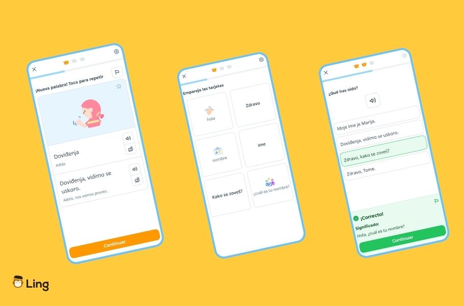 Capturas De Pantalla De Los Cursos De Idiomas En La App De Ling