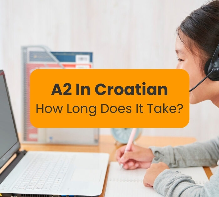 A student in front of the laptop wondering how long does it take to reach A2 in Croatian