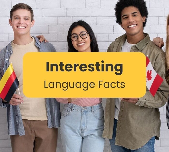 Interesting facts about languages - Five young people holding flags of different countries