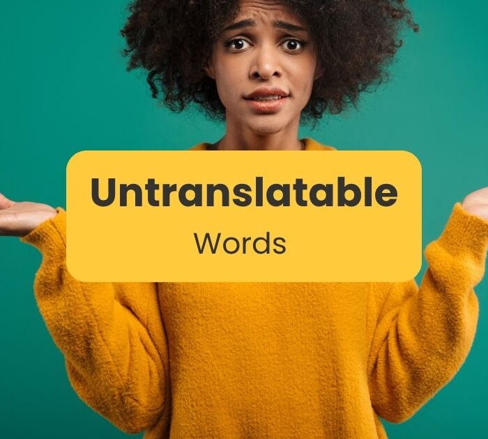 Untranslatable words in different languages - a woman shrugging with a confused expression