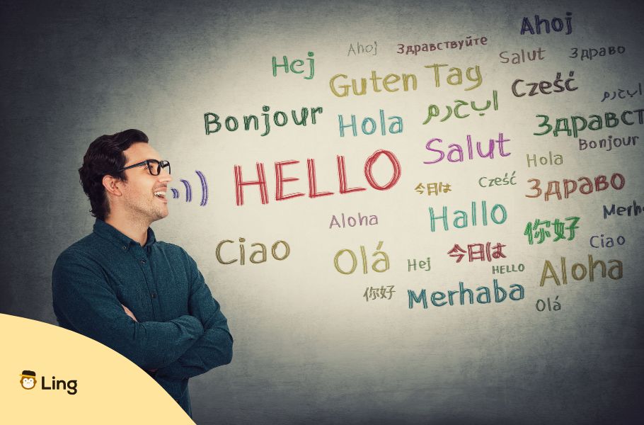 A Polyglot Man Saying Hello In Several Languages