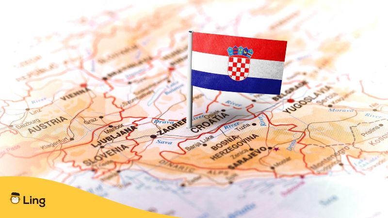 Kroatien Auf Der Karte Mit Einer Flagge Markiert