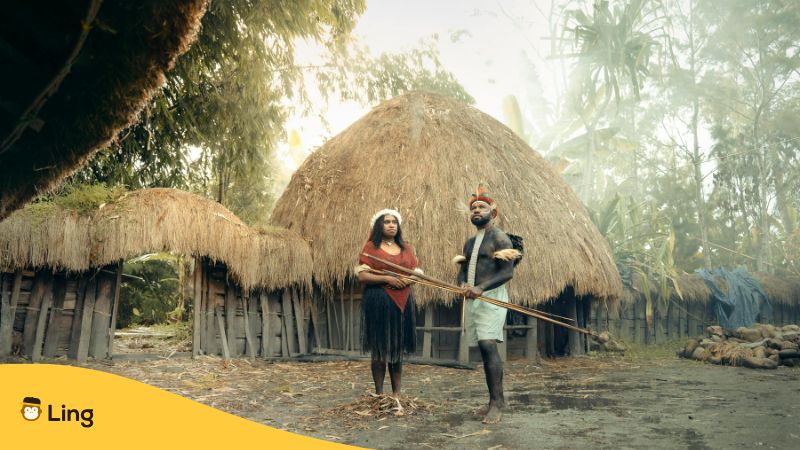 Traditionelles Leben In Einem Dorf In Papua-Neuguinea.