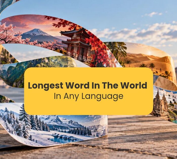 Longest word in the world in any language - Ribbon showing different locations