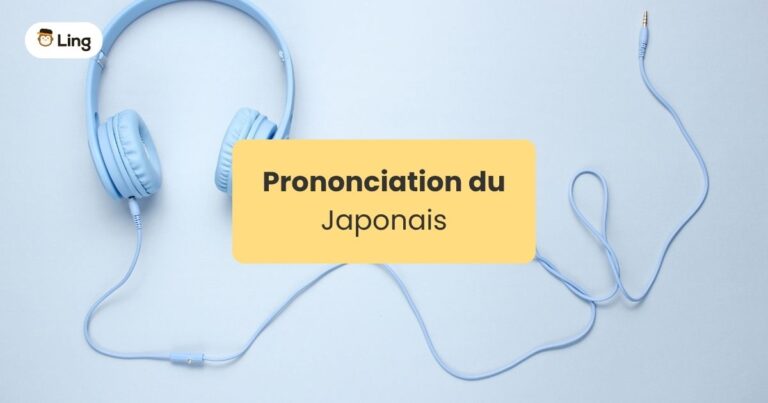 Prononciation Du Japonais Casque Filaire Bleu Sur Fond Bleu