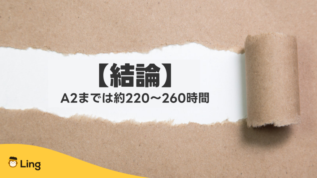 アルバニア語の勉強時間の結論:A2までは約220〜260時間