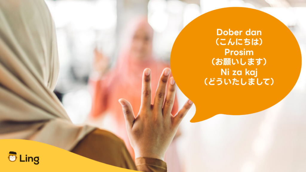 スロベニア語の旅行フレーズの基本:Dober Dan(ドベル・ダン:こんにちは)・Prosim(プロシム:お願いします)・Ni Za Kaj(ニ・ザ・カイ:どういたしまして)