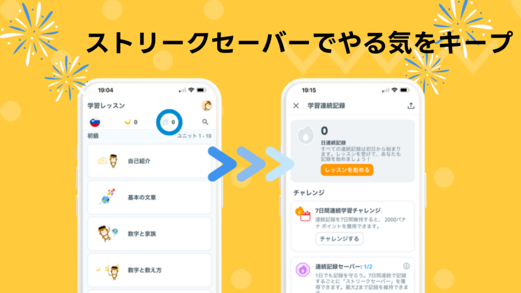 Lingアプリのストリークセーバーの画面