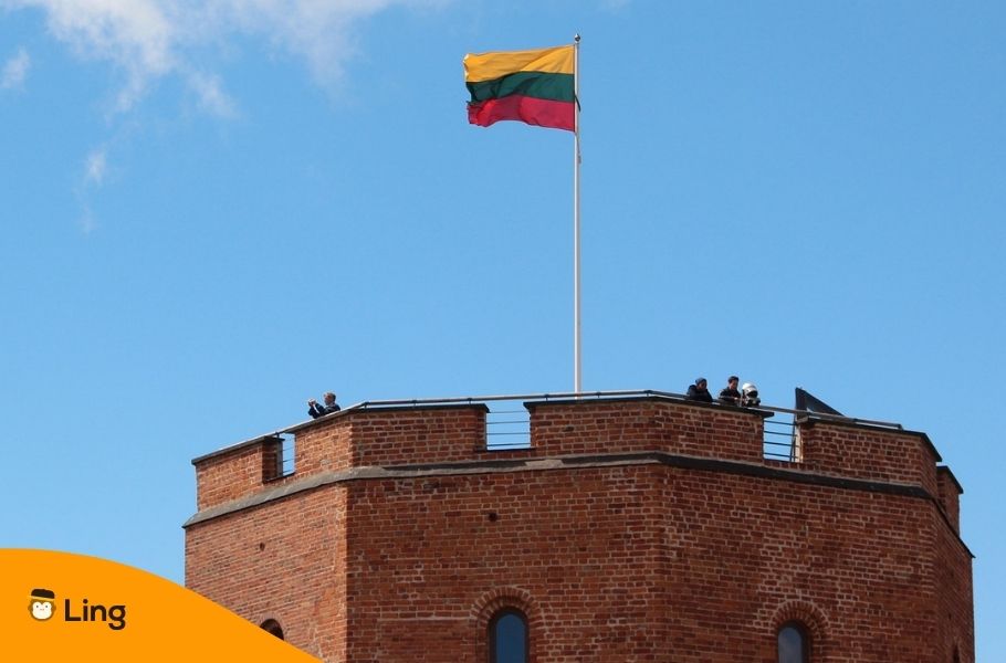 Lithuanian Flag In Gediminas' Tower, Vilnius, Lithuania