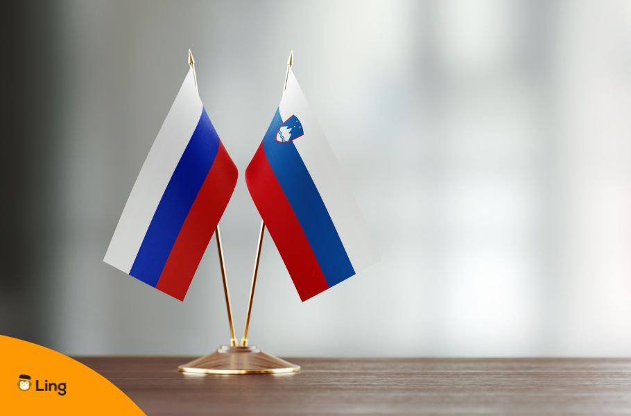 Russian And Slovenian Flag Pair