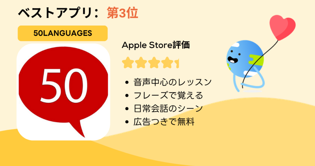 ベストアプリ第3位:50Languages