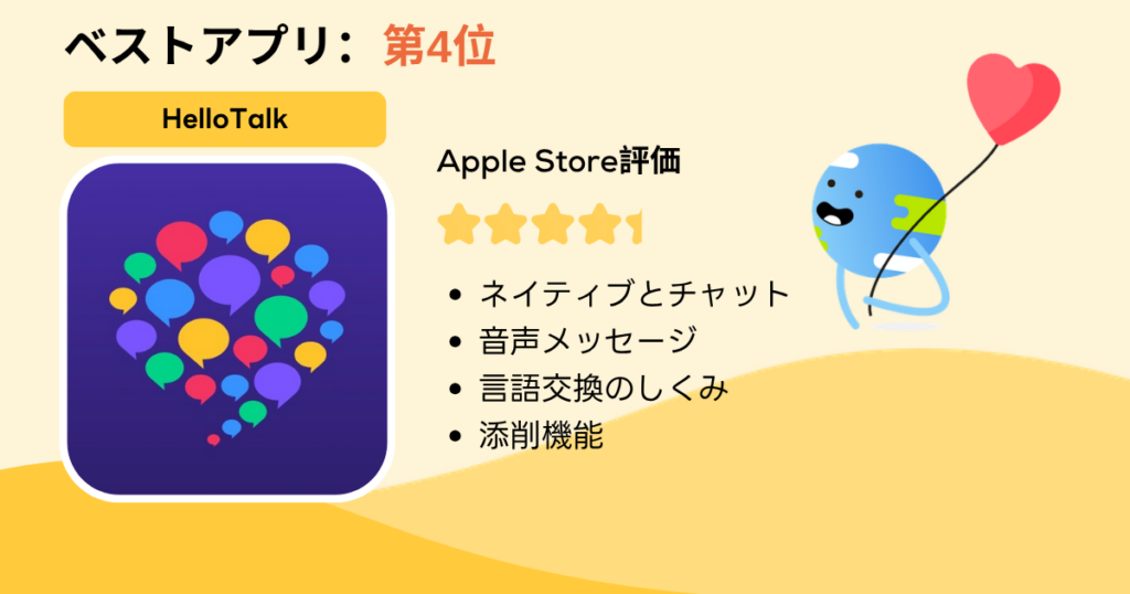 ベストアプリ第4位:Hellotalk