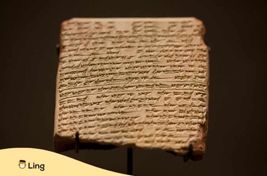 Tablette D'argile Avec Écriture Cunéiforme Sumérienne Ancienne