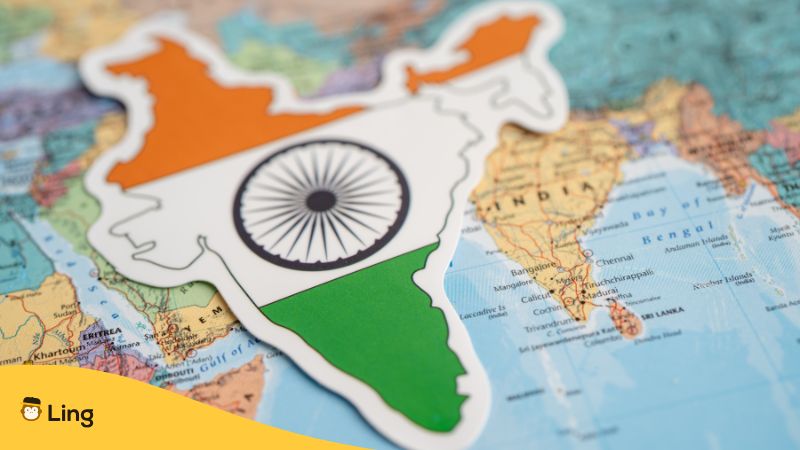 Indische Flagge Auf Weltkarte