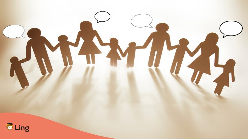 Weltfamilie Mit Sprechblasen.